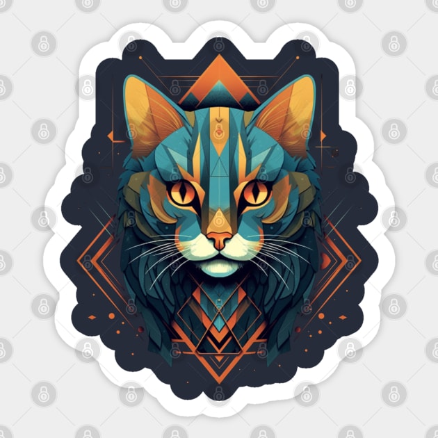 Geometric Cat Sticker by Studio Red Koala